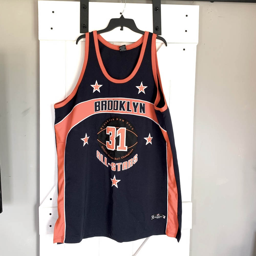 Men’s Vintage Y2K Brooklyn New York Orange alBlue Street Ball Basketball Jersey